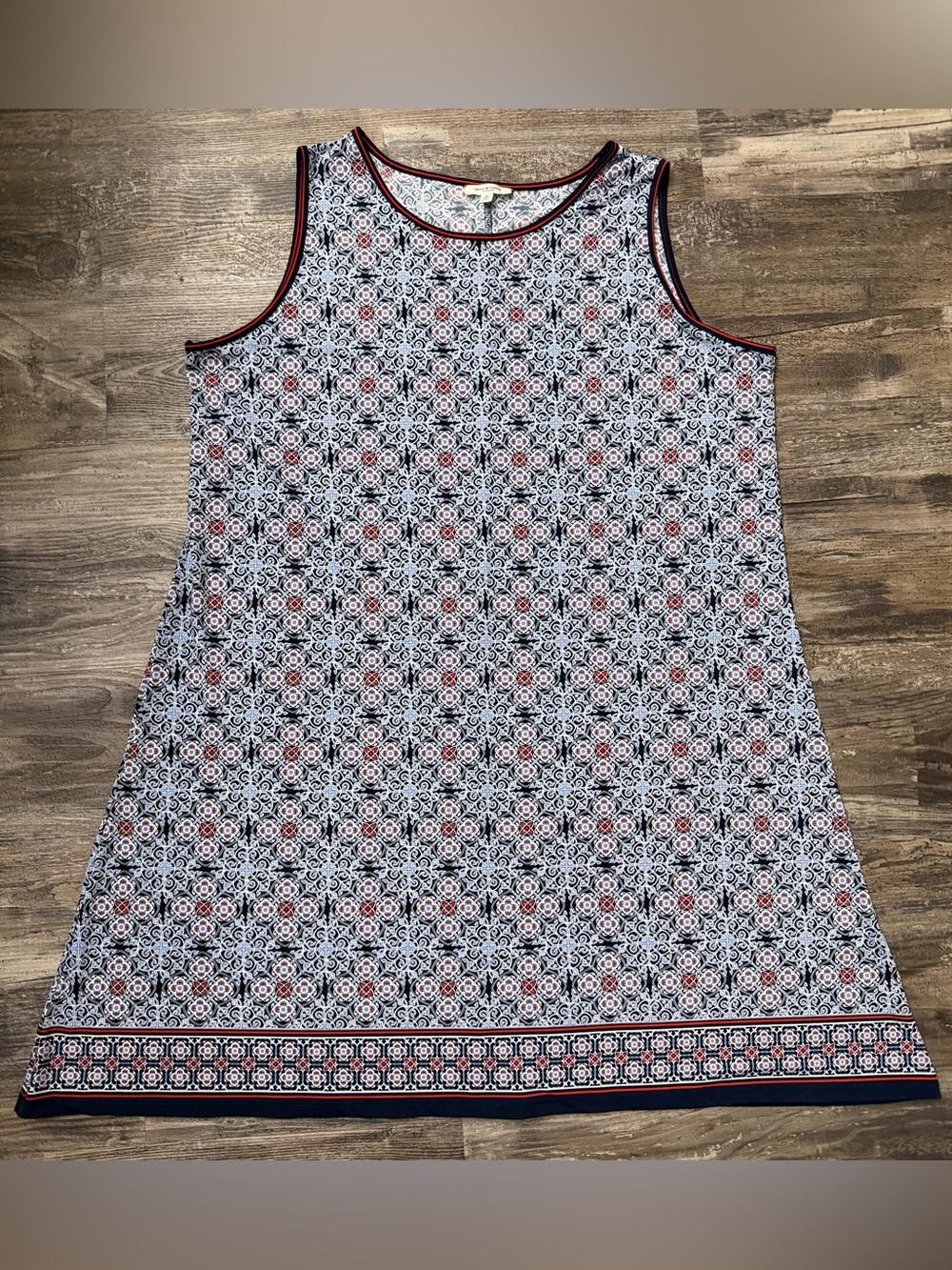 Max Studio Women’s Blue White Red Sleeveless Shift Dress Size 1X